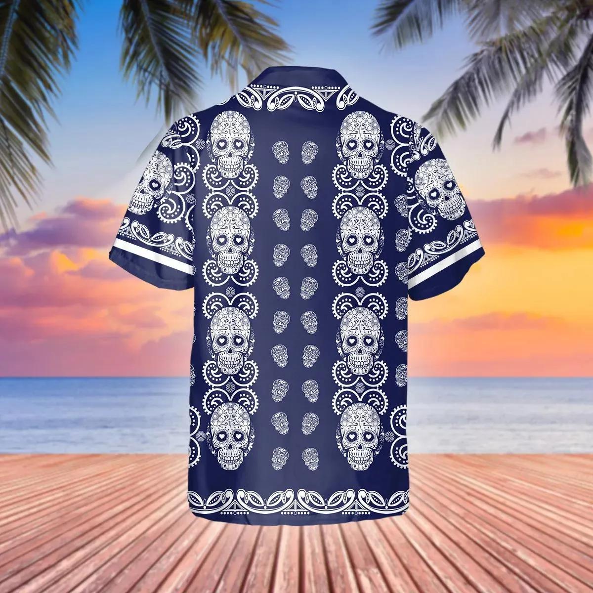 Pattern Navy Color Skull Hawaiian Shirt – Best Clothing For You