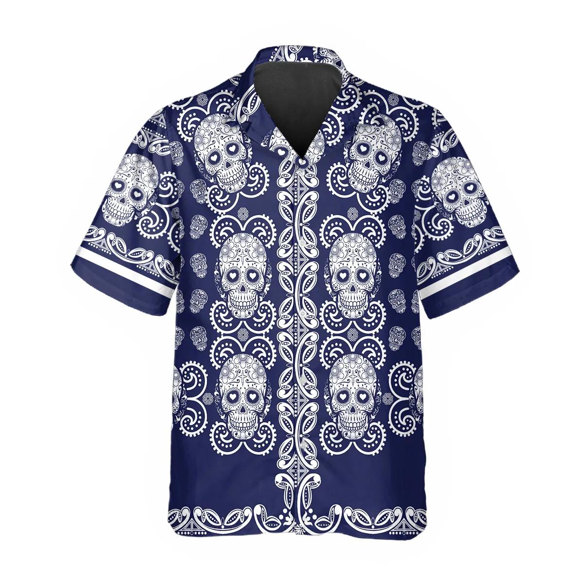 Pattern Navy Color Skull Hawaiian Shirt – Best Clothing For You