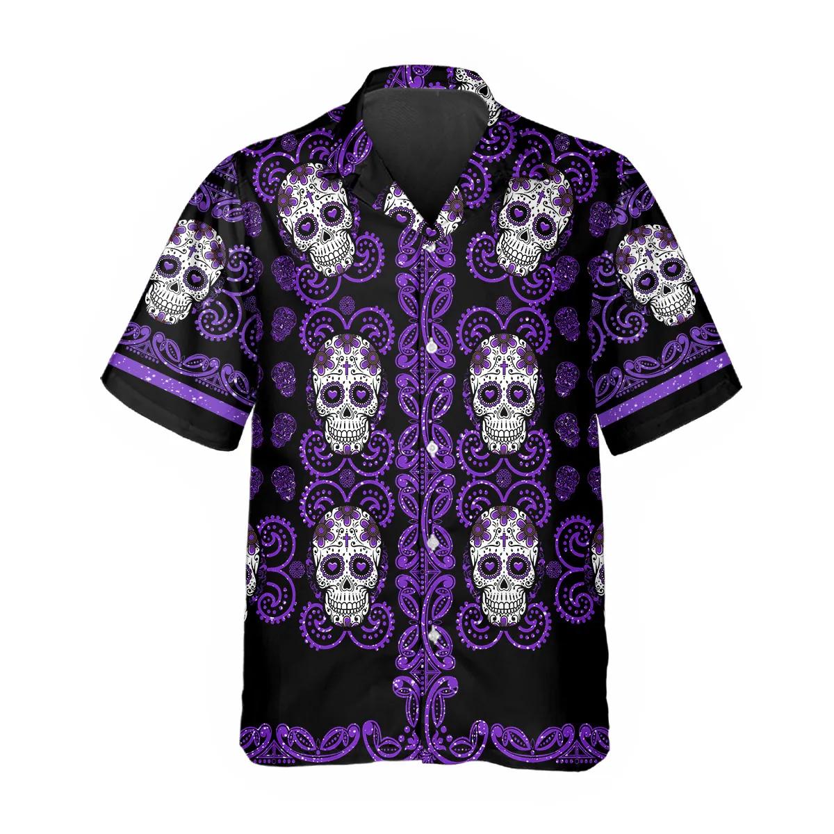 Pattern Purple Color Skull Hawaiian Shirt – Best Clothing For You