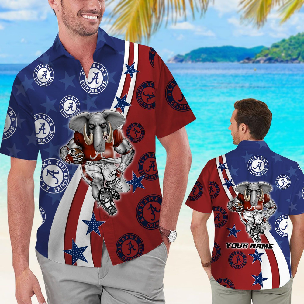 Personalized Alabama Crimson Tide American Flag Hawaiian Shirt Hot Trendy Summer 2024