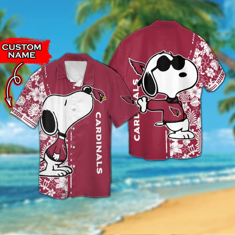 Personalized Arizona Cardinals & Snoopy Hawaiian Shirt Hot Trendy Summer 2024