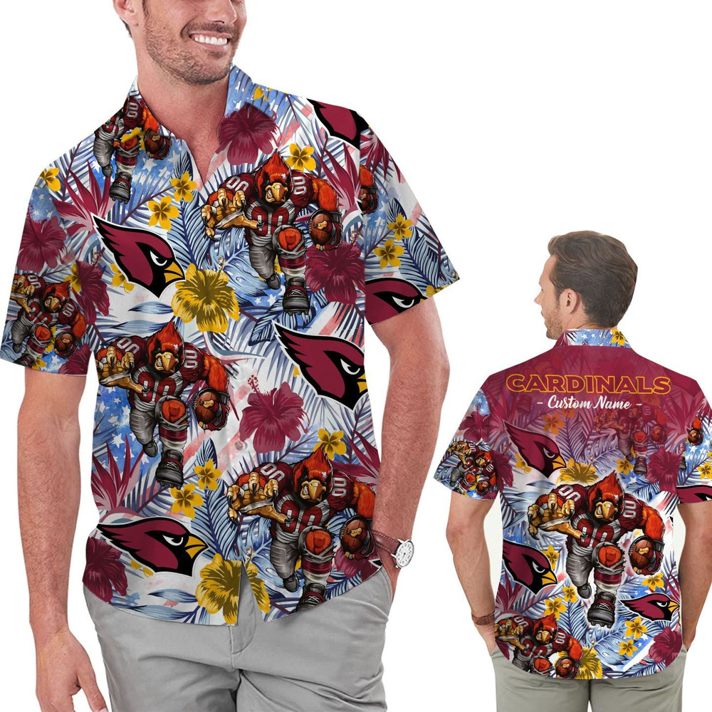 Personalized Arizona Cardinals Tropical Floral America Flag Hawaiian Shirt Hot Trendy Summer 2024