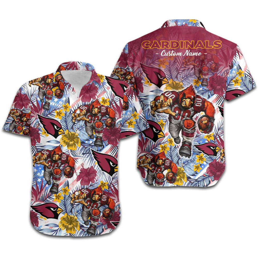 Personalized Arizona Cardinals Tropical Floral America Flag Hawaiian Shirt Hot Trendy Summer 2024