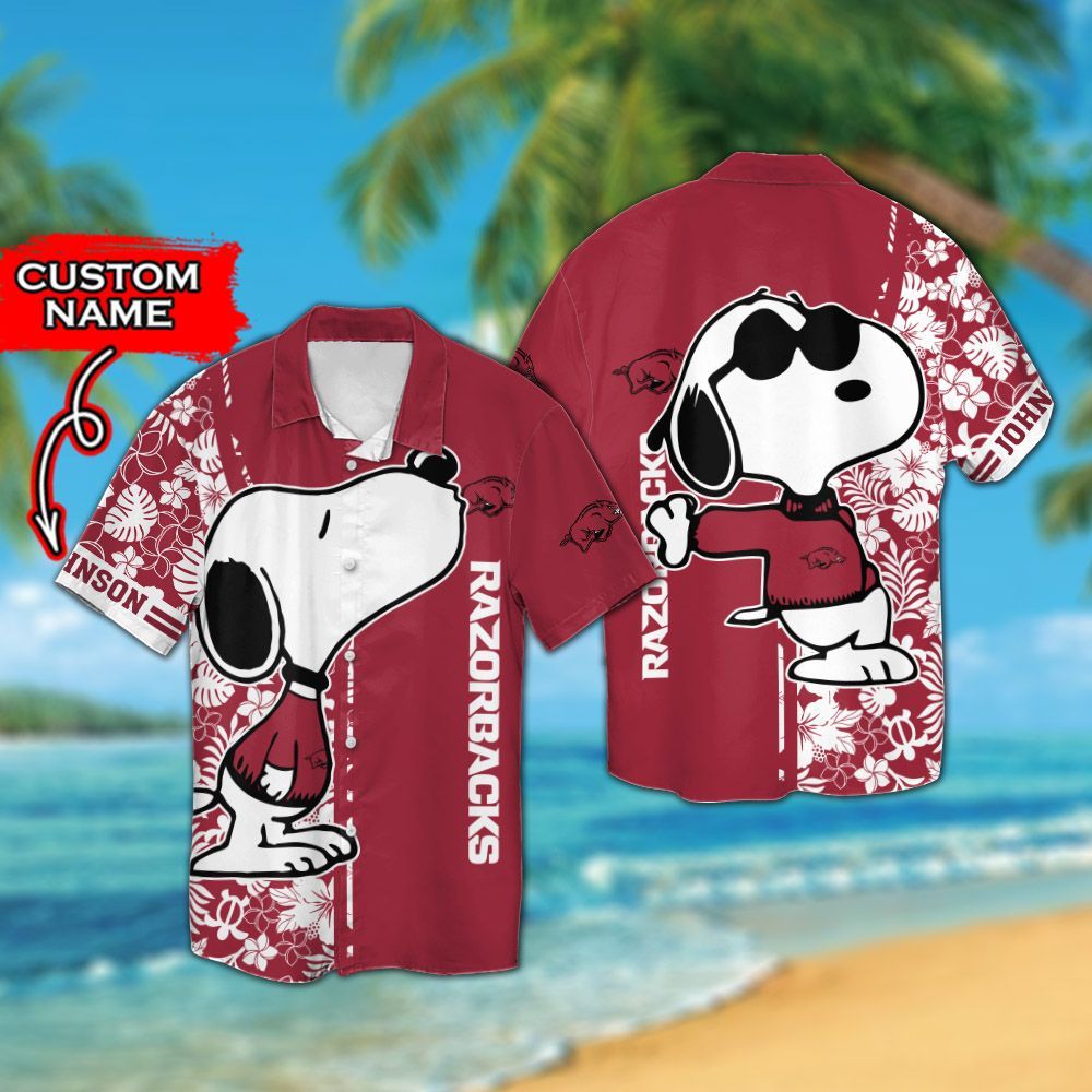 Personalized Arkansas Razorbacks & Snoopy Hawaiian Shirt Hot Trendy Summer 2024