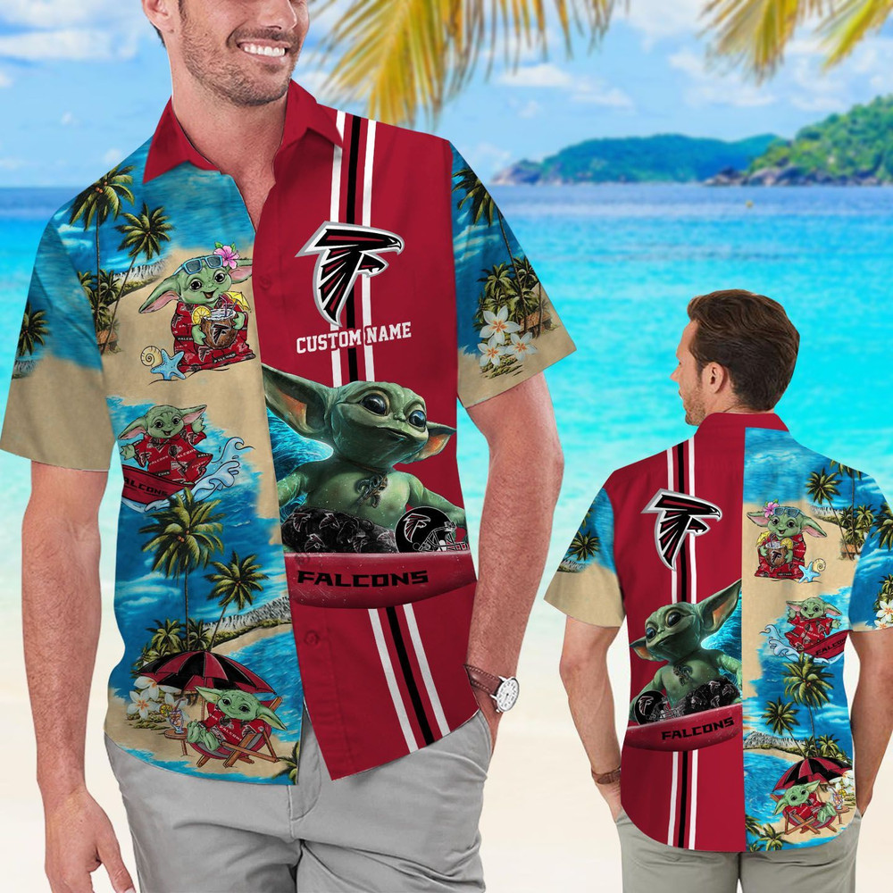 Personalized Atlanta Falcons & Baby Yoda Hawaiian Shirt Hot Trendy Summer 2024