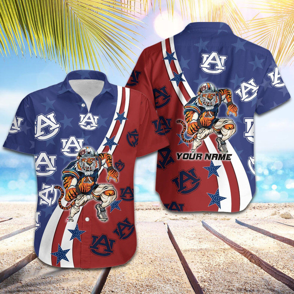 Personalized Auburn Tigers American Flag Hawaiian Shirt Hot Trendy Summer 2024