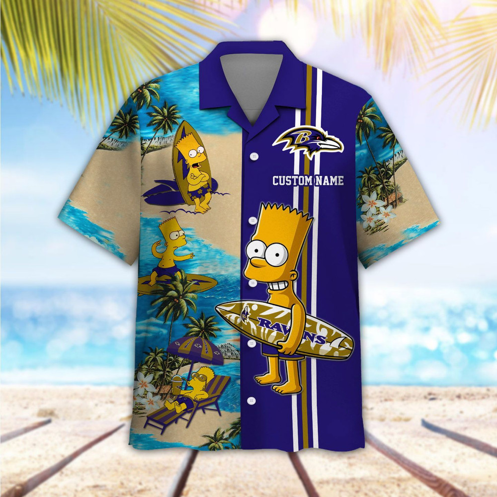 Personalized Baltimore Ravens & Simpsons Hawaiian Shirt Hot Trendy Summer 2024