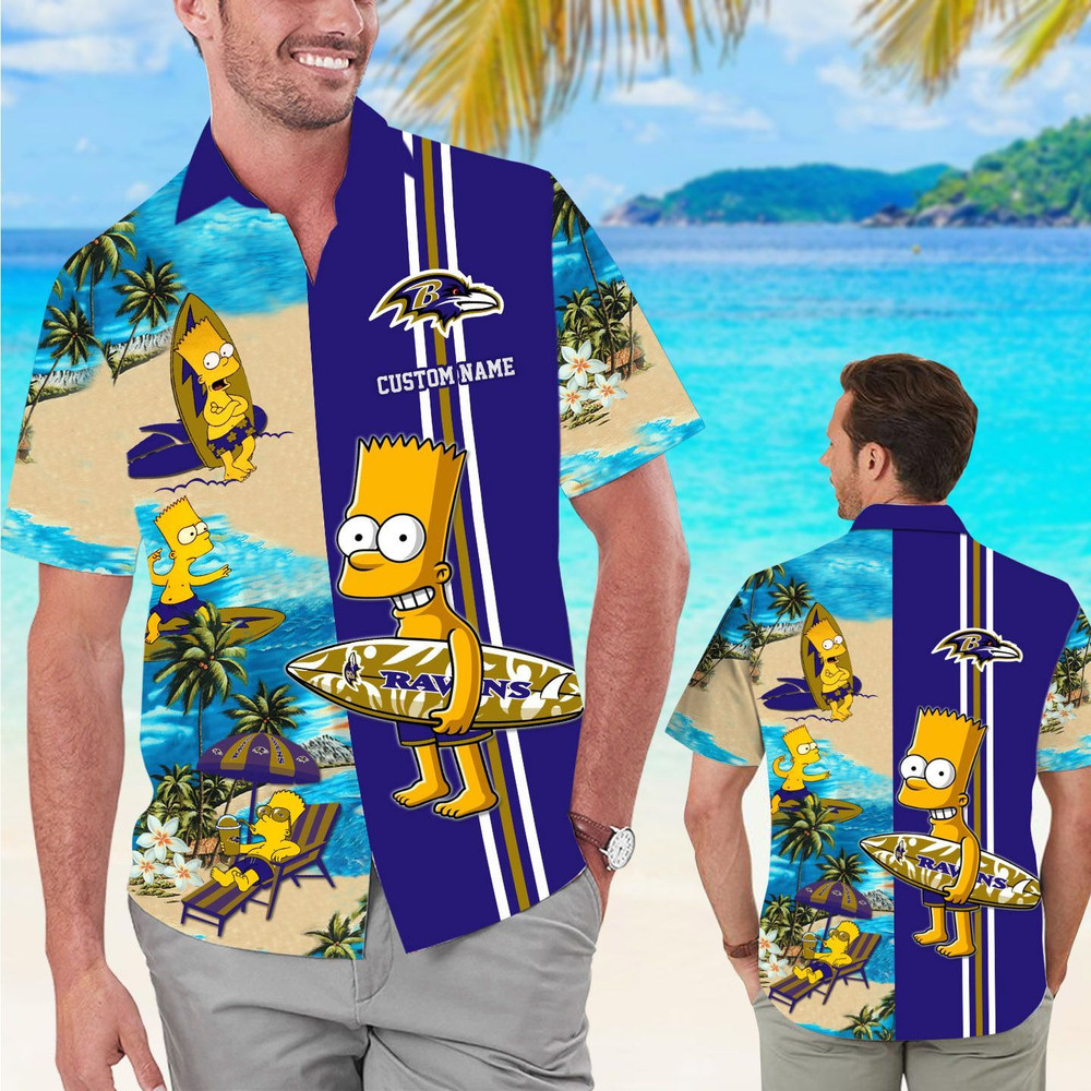 Personalized Baltimore Ravens & Simpsons Hawaiian Shirt Hot Trendy Summer 2024