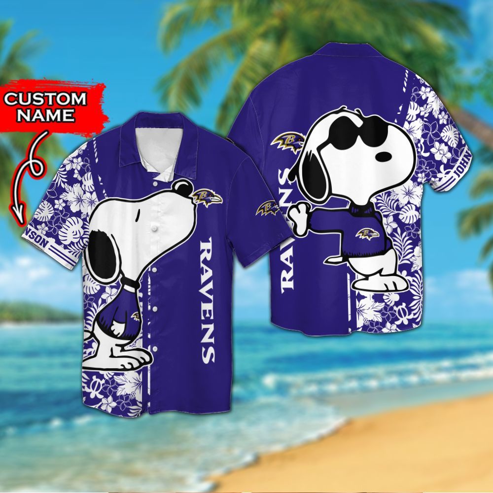 Personalized Baltimore Ravens & Snoopy Hawaiian Shirt Hot Trendy Summer 2024