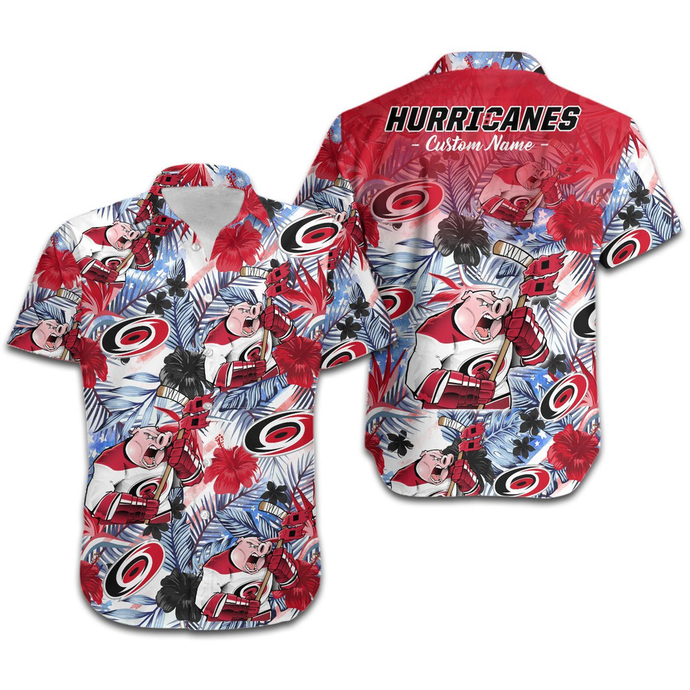 Personalized Carolina Hurricanes Tropical Floral America Flag Hawaiian Shirt Hot Trendy Summer 2024