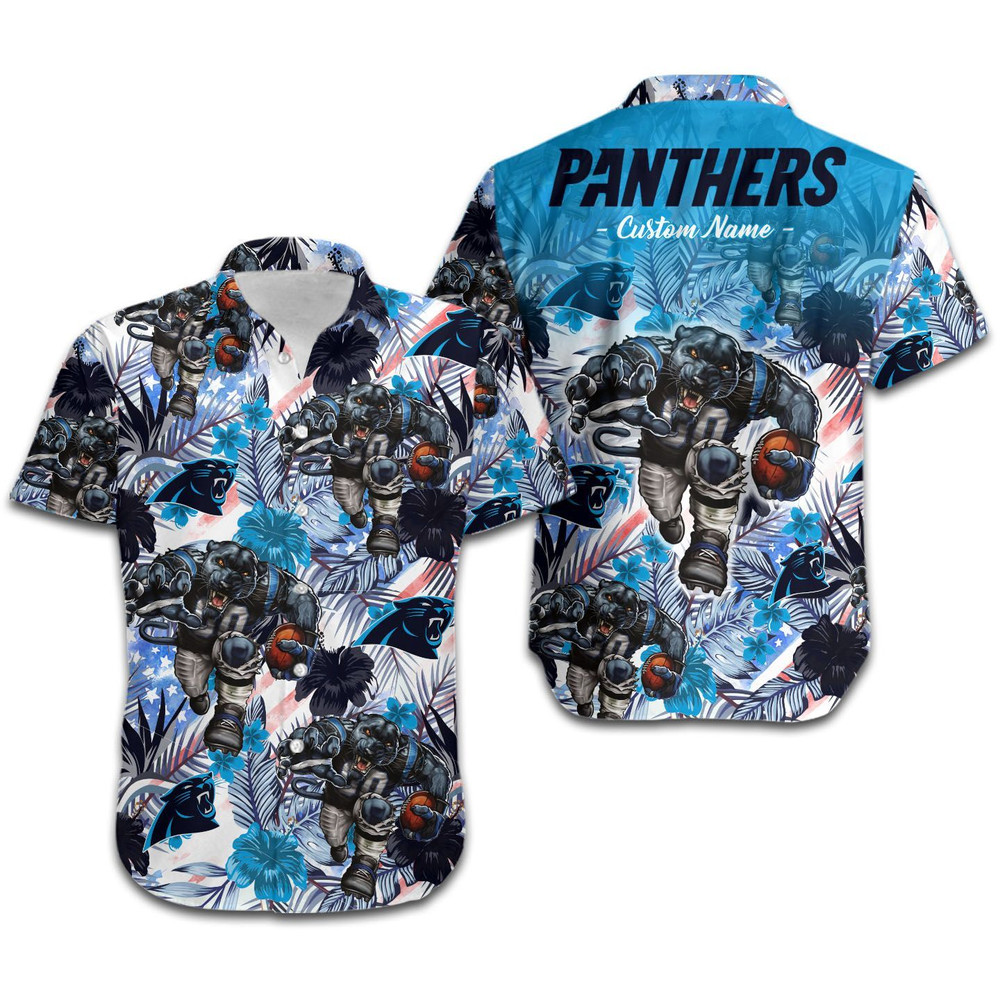 Personalized Carolina Panthers Tropical Floral America Flag Hawaiian Shirt Hot Trendy Summer 2024