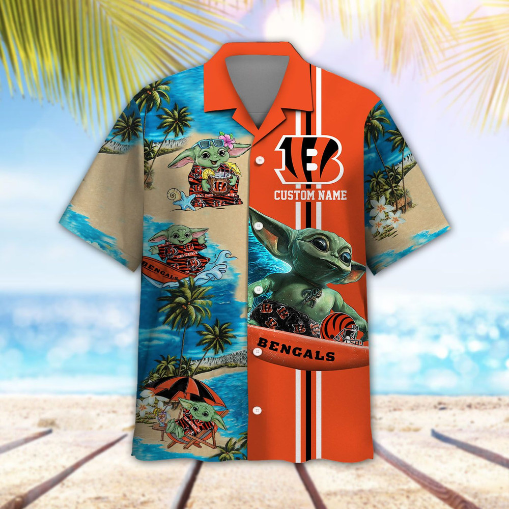 Personalized Cincinnati Bengals & Baby Yoda Hawaiian Shirt Hot Trendy Summer 2024