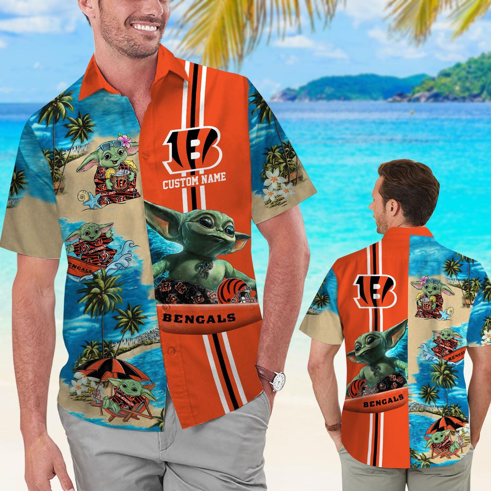 Personalized Cincinnati Bengals & Baby Yoda Hawaiian Shirt Hot Trendy Summer 2024