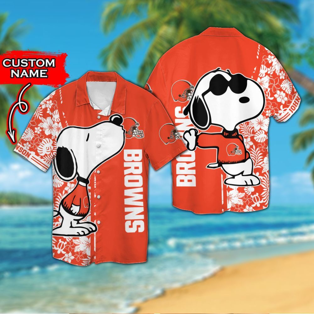 Personalized Cleveland Browns & Snoopy Hawaiian Shirt Hot Trendy Summer 2024