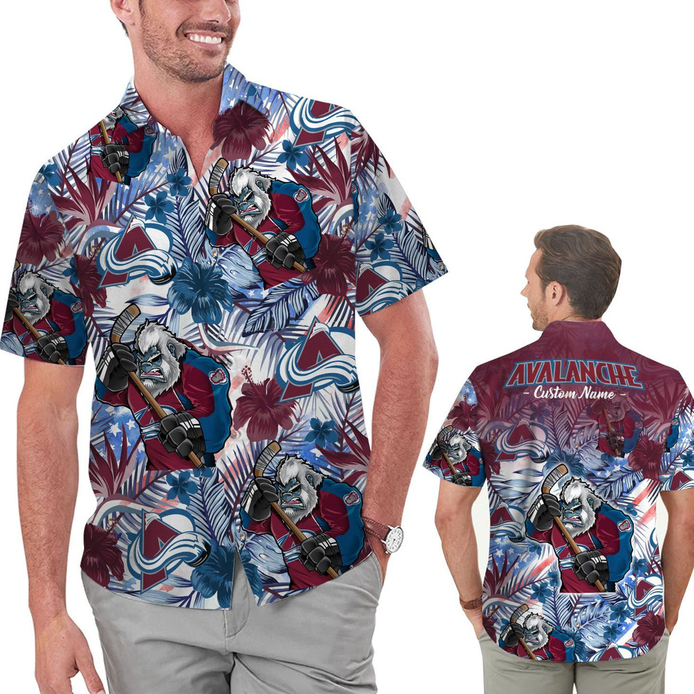 Personalized Colorado Avalanche Tropical Floral America Flag Hawaiian Shirt Hot Trendy Summer 2024