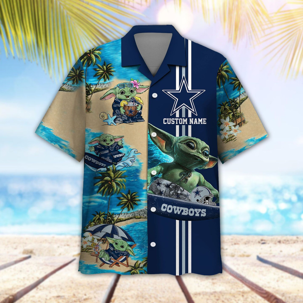 Personalized Dallas Cowboys & Baby Yoda Hawaiian Shirt Hot Trendy Summer 2024