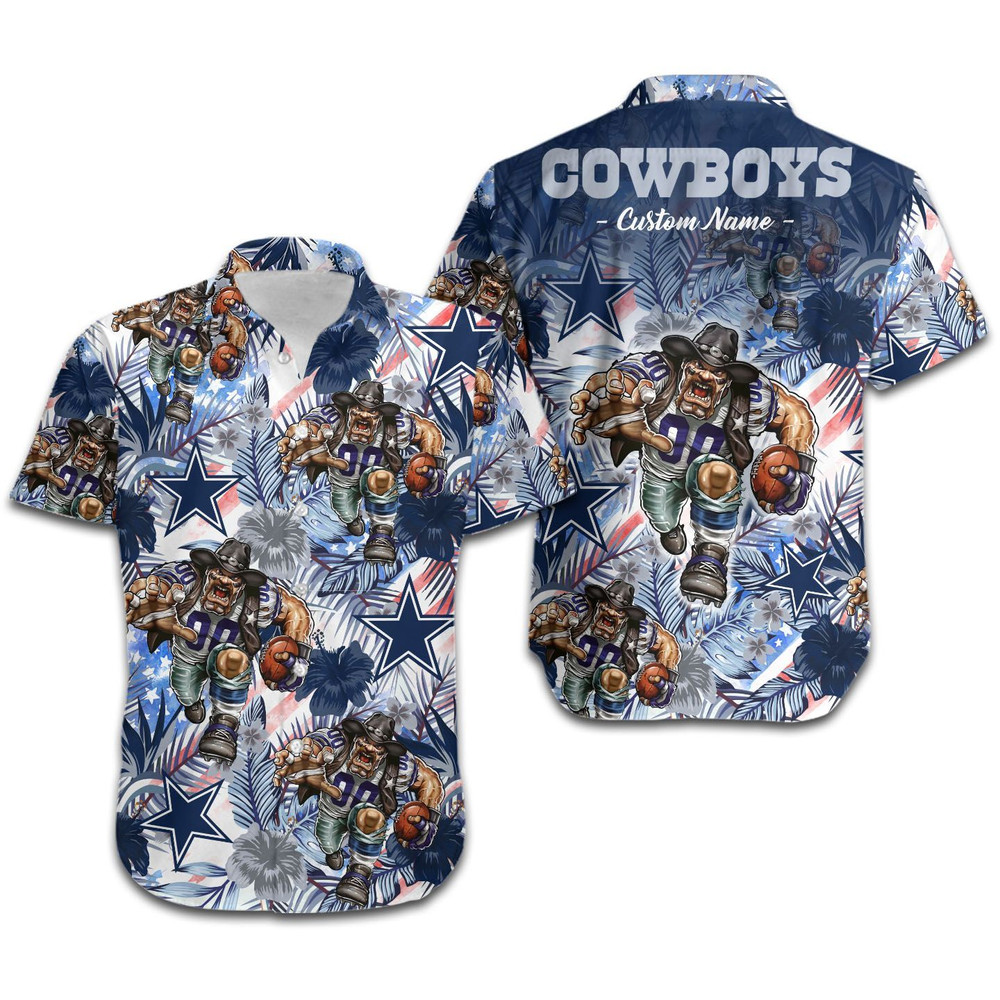 Personalized Dallas Cowboys Tropical Floral America Flag Hawaiian Shirt Hot Trendy Summer 2024