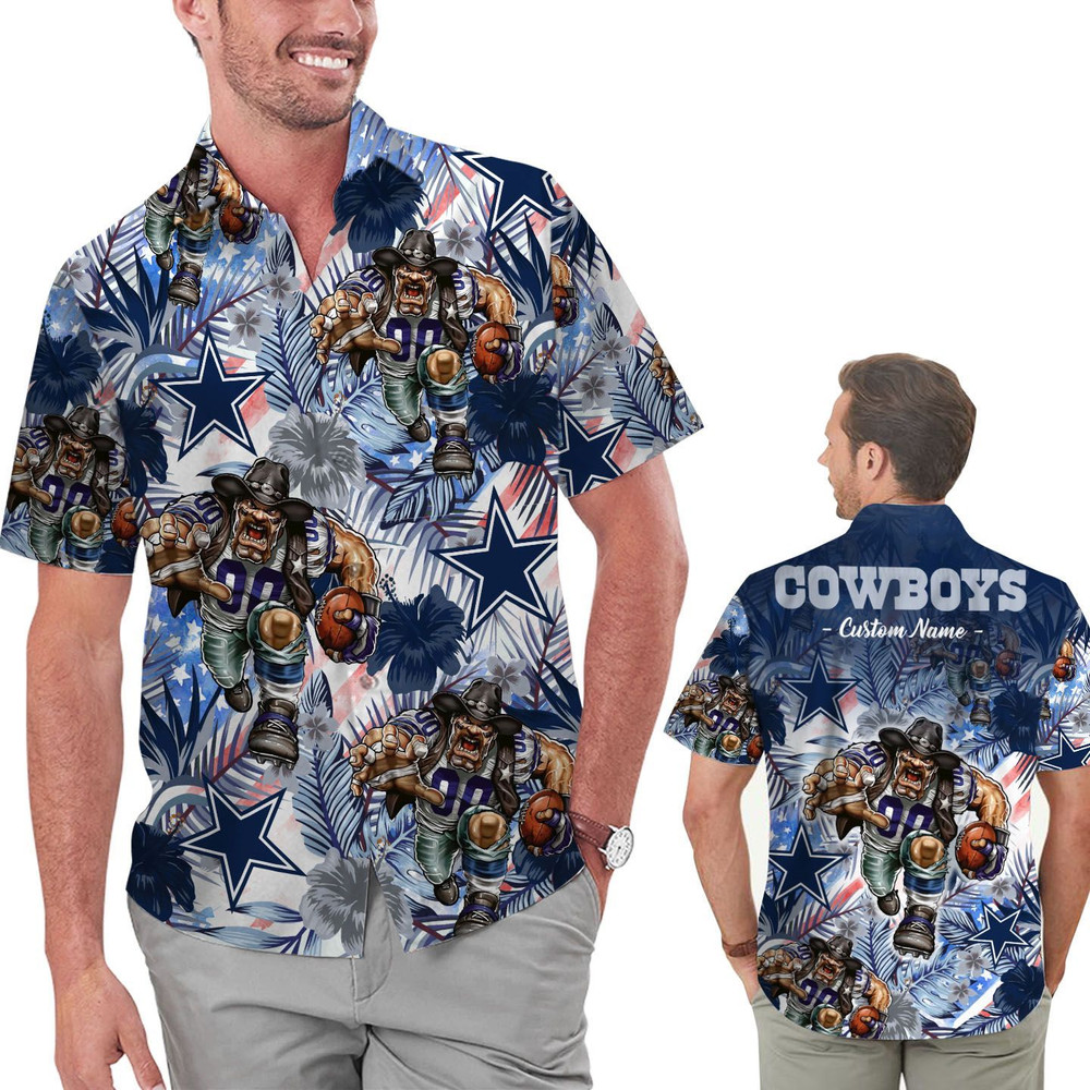 Personalized Dallas Cowboys Tropical Floral America Flag Hawaiian Shirt Hot Trendy Summer 2024