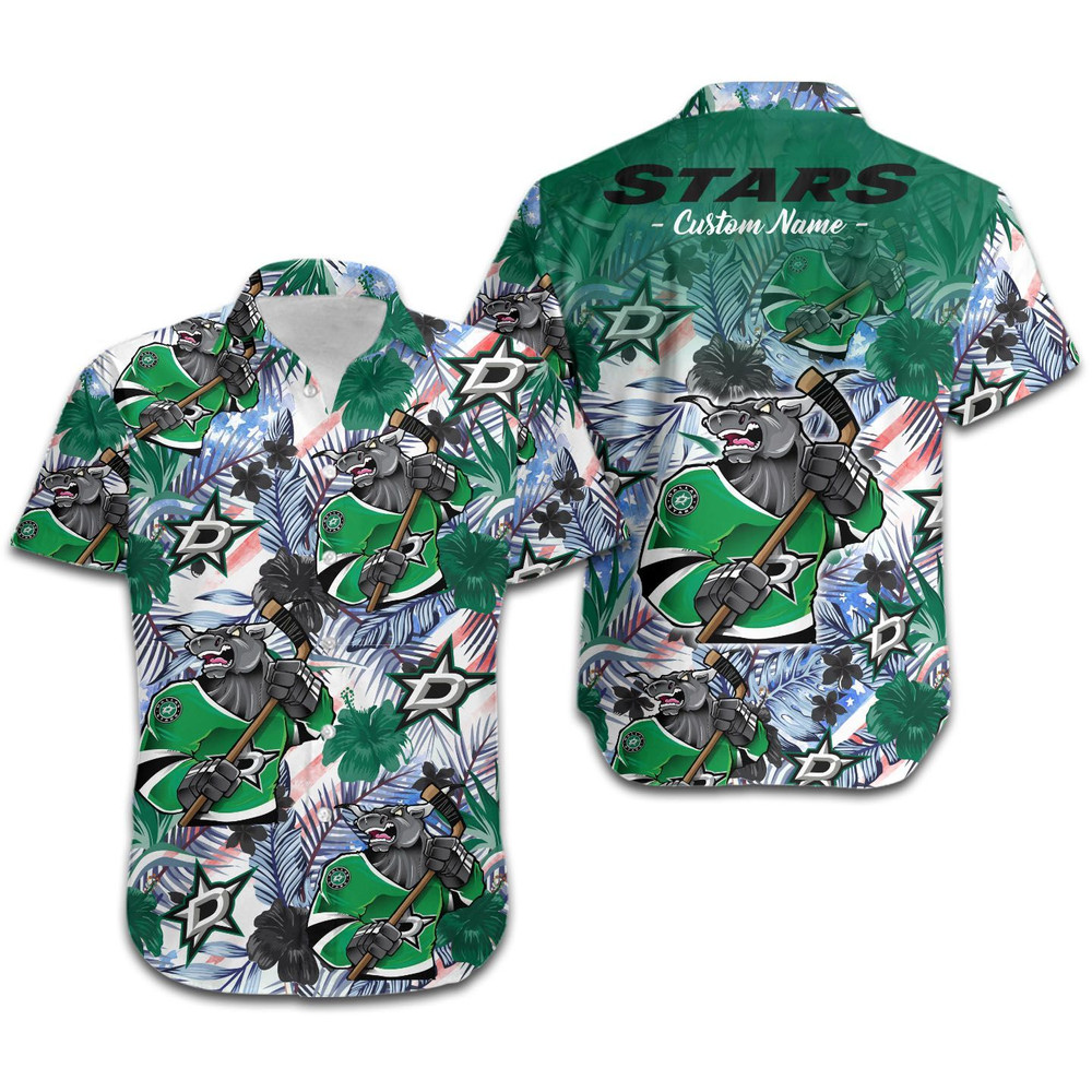 Personalized Dallas Stars Tropical Floral America Flag Hawaiian Shirt Hot Trendy Summer 2024