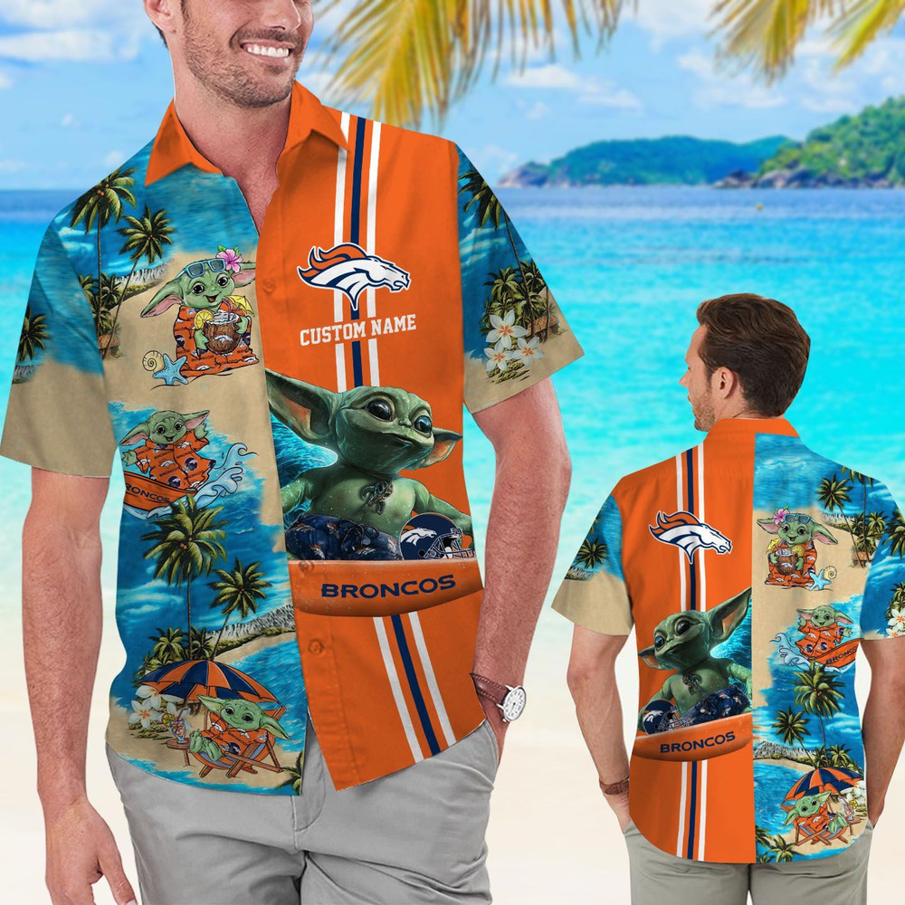 Personalized Denver Broncos & Baby Yoda Hawaiian Shirt Hot Trendy Summer 2024