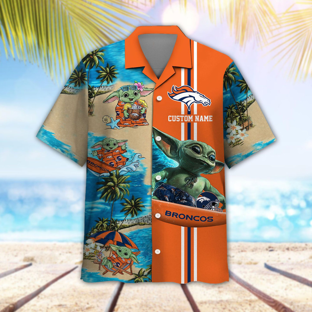 Personalized Denver Broncos & Baby Yoda Hawaiian Shirt Hot Trendy Summer 2024