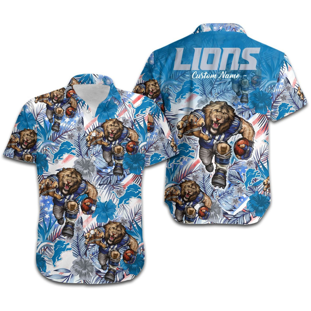 Personalized Detroit Lions Tropical Floral America Flag Hawaiian Shirt Hot Trendy Summer 2024