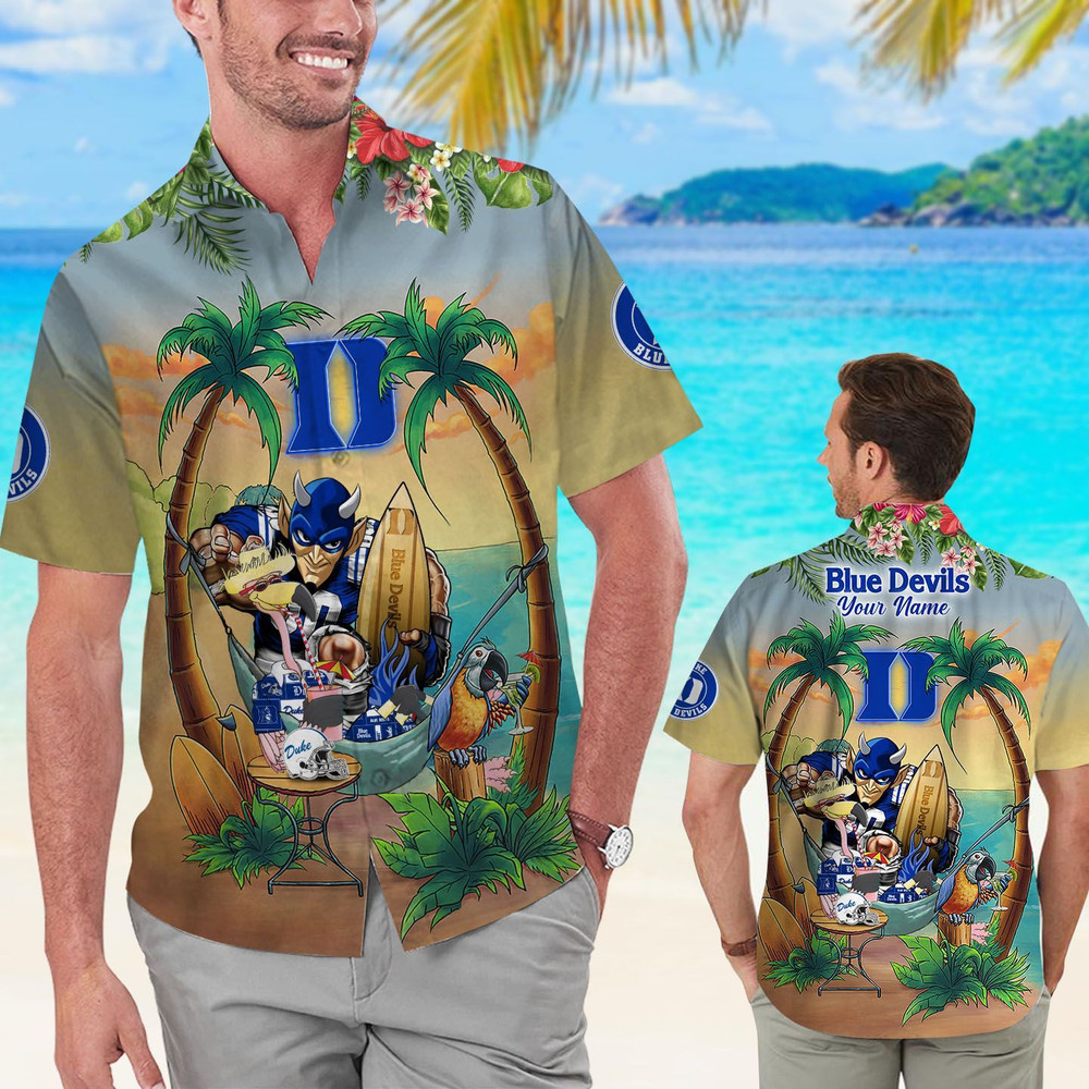 Personalized Duke Blue Devils Flamingo Parrot Hawaiian Shirt Hot Trendy Summer 2024