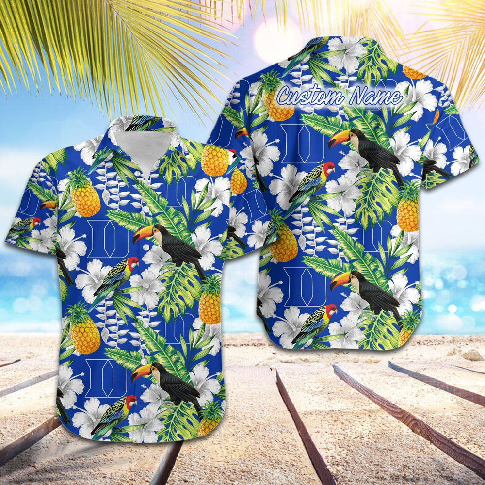 Personalized Duke Blue Devils Parrot Floral Tropical Hawaiian Shirt Hot Trendy Summer 2024