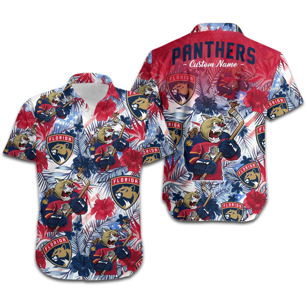 Personalized Florida Panthers Tropical Floral America Flag Hawaiian Shirt Hot Trendy Summer 2024