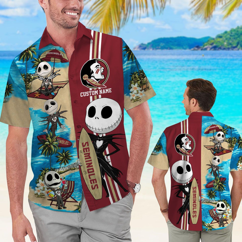 Personalized Florida State Seminoles & Jack Skellington Hawaiian Shirt Hot Trendy Summer 2024