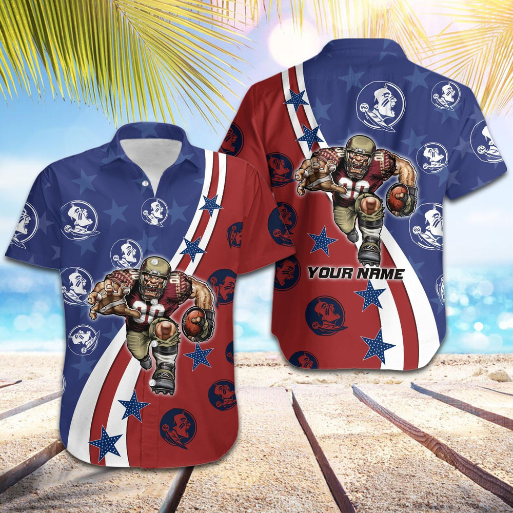 Personalized Florida State Seminoles American Flag Hawaiian Shirt Hot Trendy Summer 2024