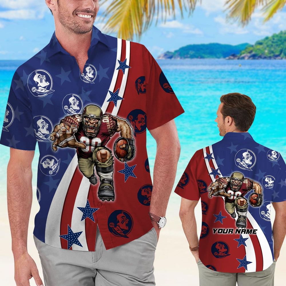 Personalized Florida State Seminoles American Flag Hawaiian Shirt Hot Trendy Summer 2024