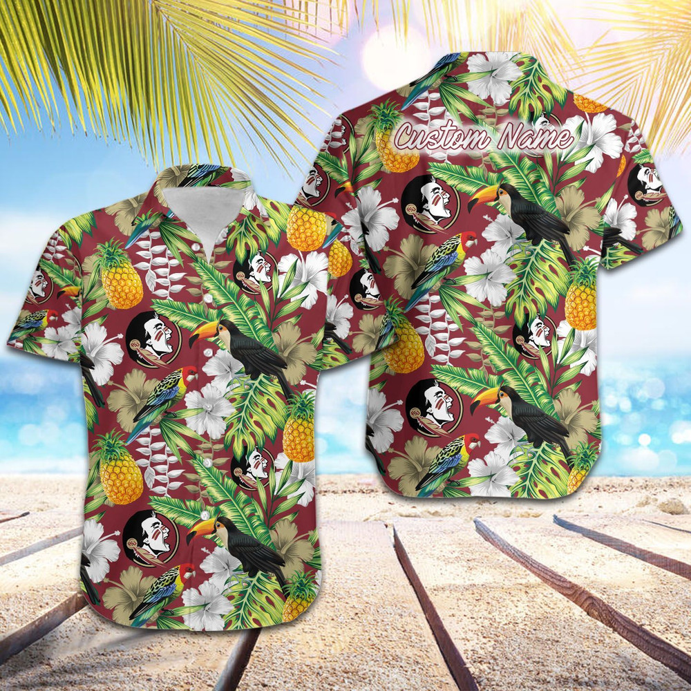 Personalized Florida State Seminoles Parrot Floral Tropical Hawaiian Shirt Hot Trendy Summer 2024