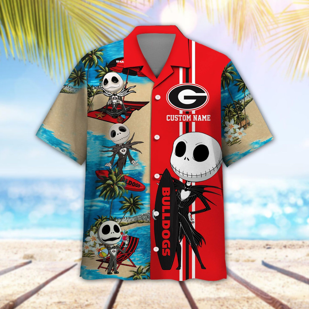 Personalized Georgia Bulldogs & Jack Skellington Hawaiian Shirt Hot Trendy Summer 2024