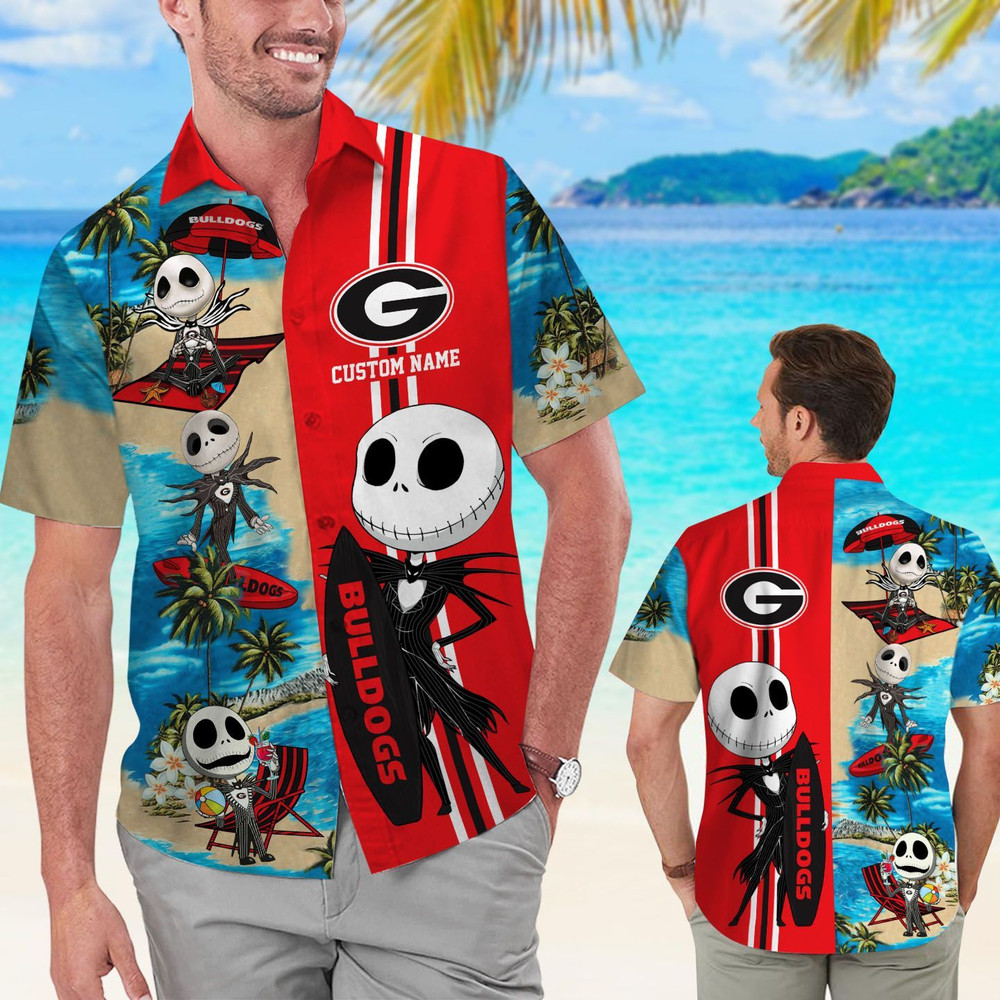 Personalized Georgia Bulldogs & Jack Skellington Hawaiian Shirt Hot Trendy Summer 2024