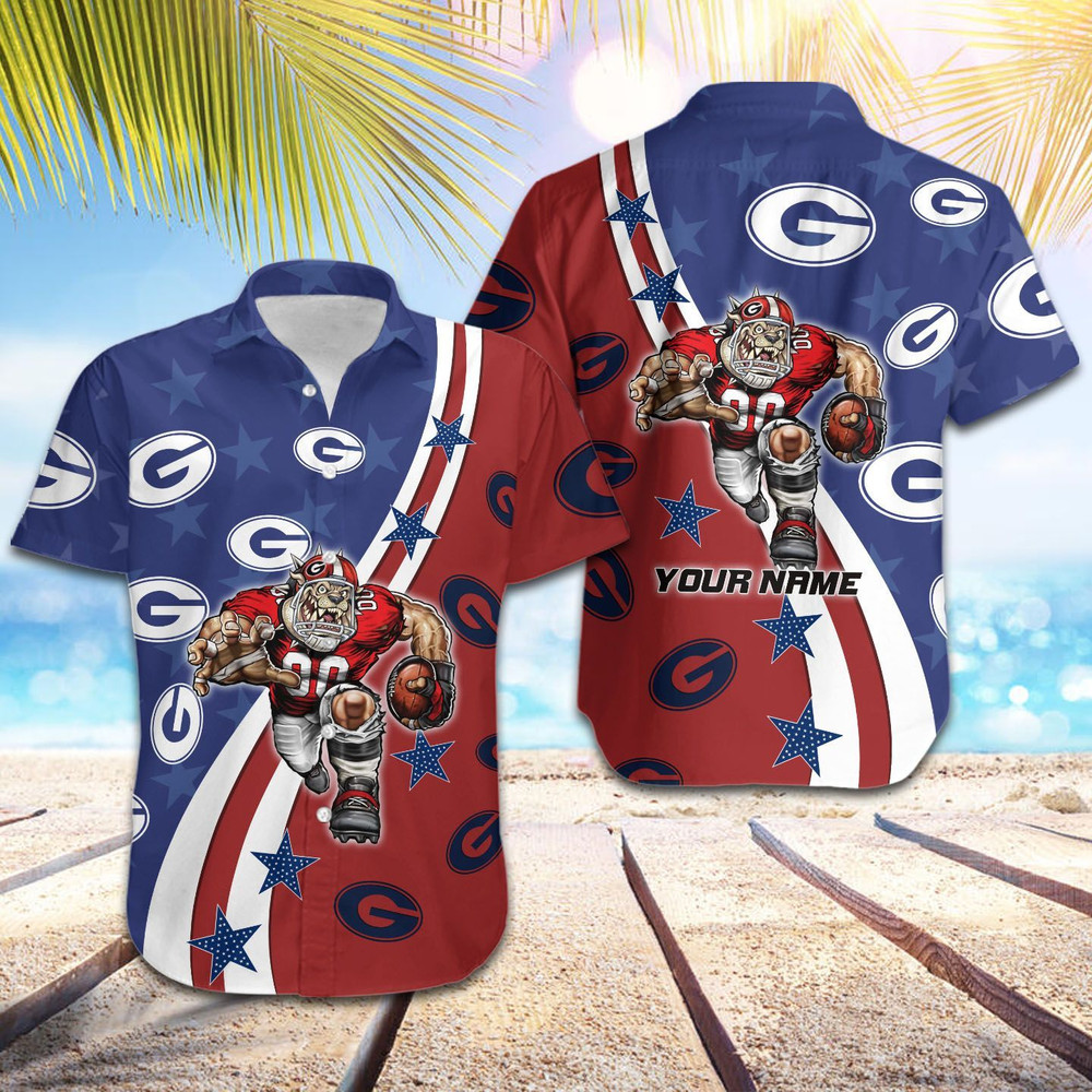 Personalized Georgia Bulldogs American Flag Hawaiian Shirt Hot Trendy Summer 2024