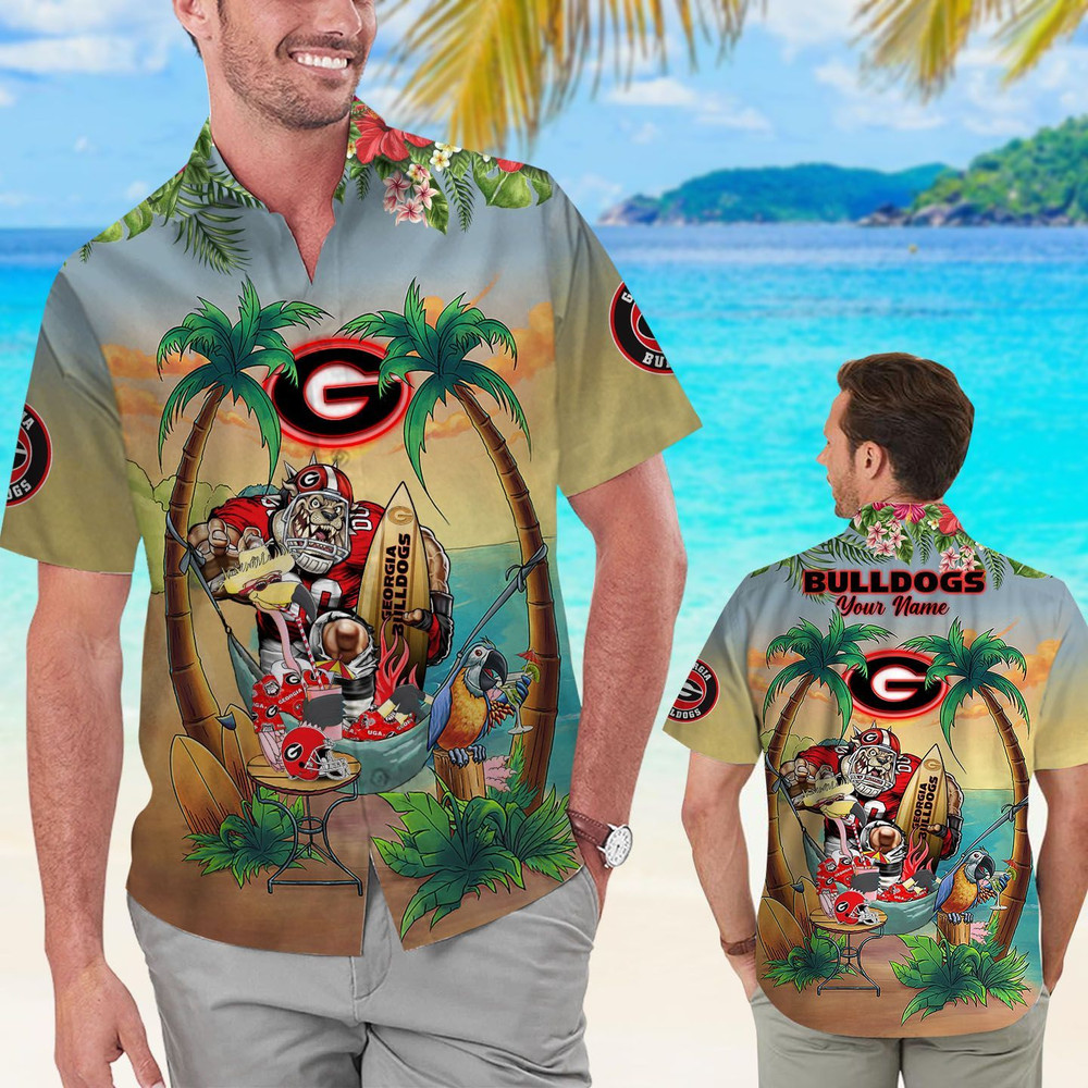 Personalized Georgia Bulldogs Flamingo Parrot Hawaiian Shirt Hot Trendy Summer 2024