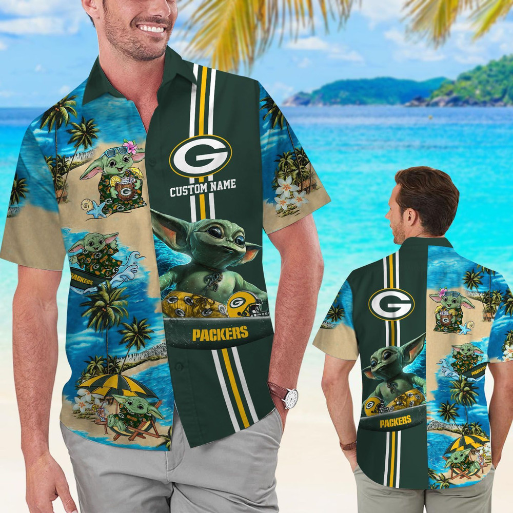 Personalized Green Bay Packers & Baby Yoda Hawaiian Shirt Hot Trendy Summer 2024