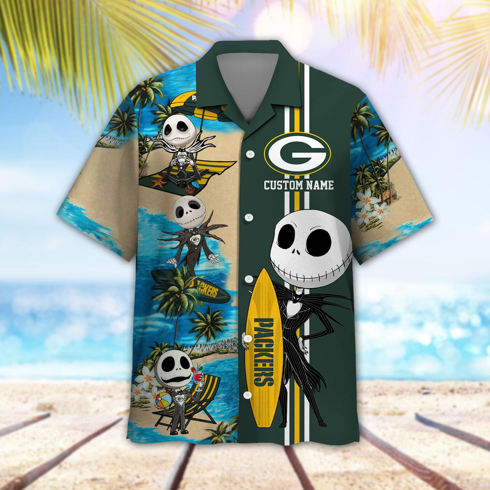 Personalized Green Bay Packers & Jack Skellington Hawaiian Shirt Hot Trendy Summer 2024