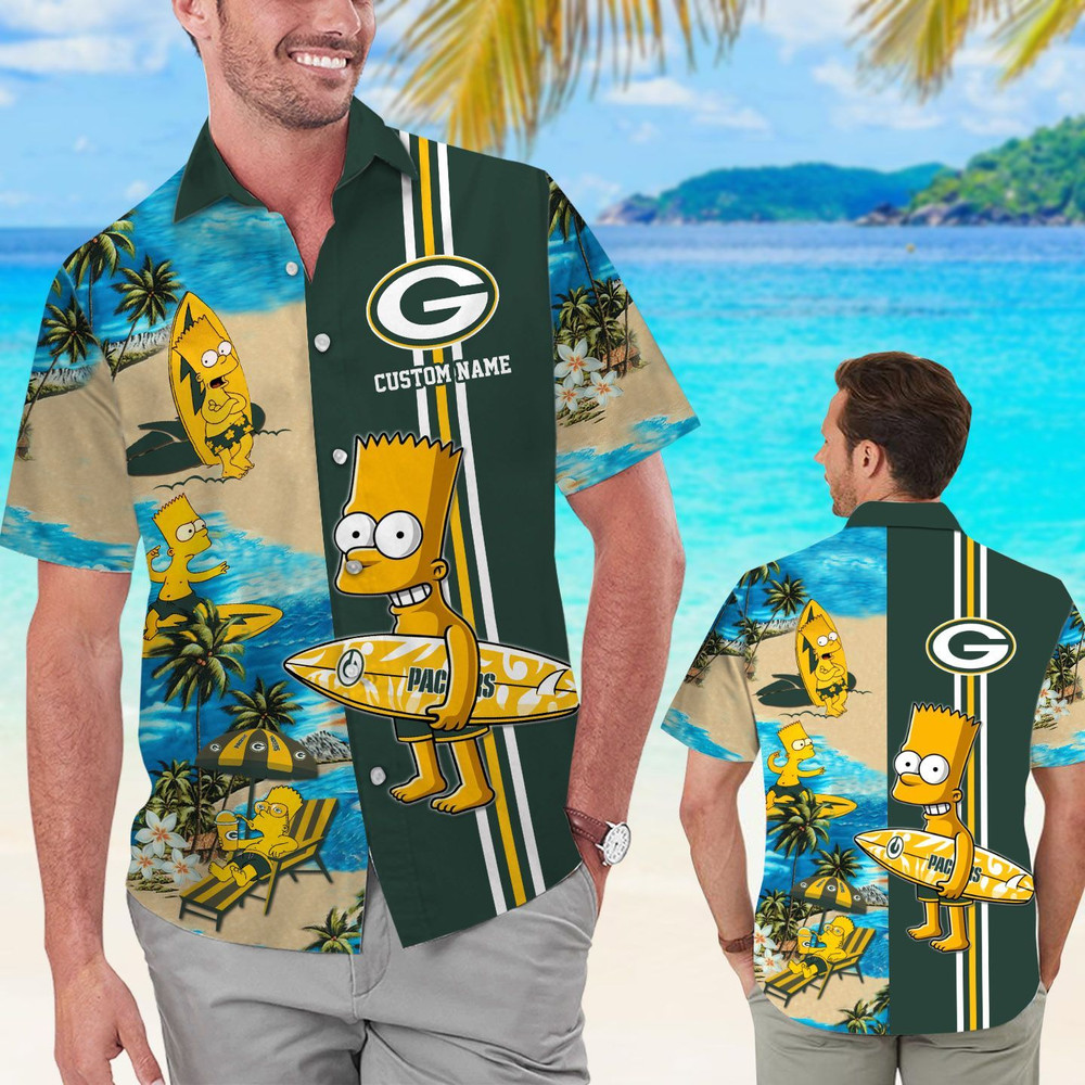 Personalized Green Bay Packers & Simpsons Hawaiian Shirt Hot Trendy Summer 2024