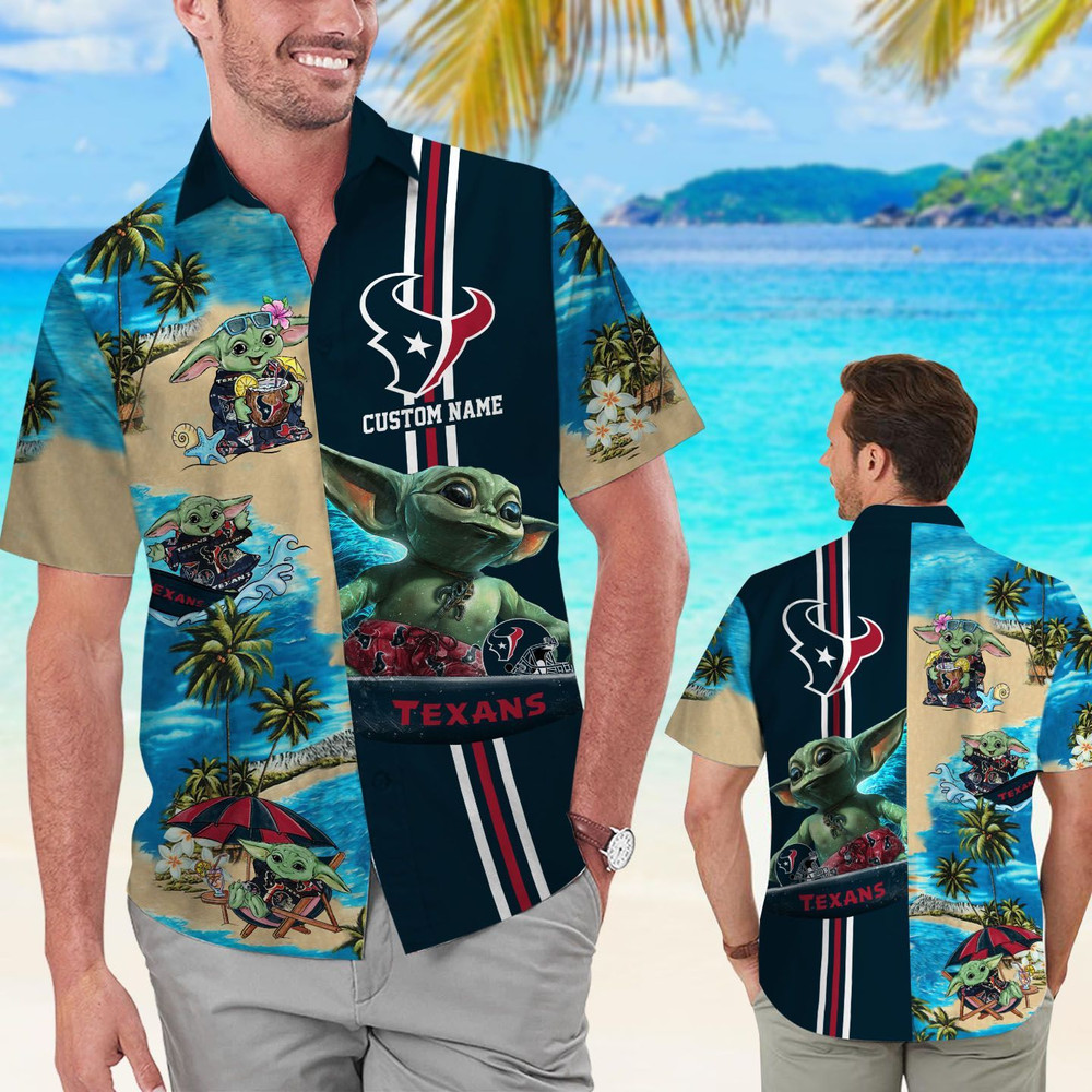 Personalized Houston Texans & Baby Yoda Hawaiian Shirt Hot Trendy Summer 2024