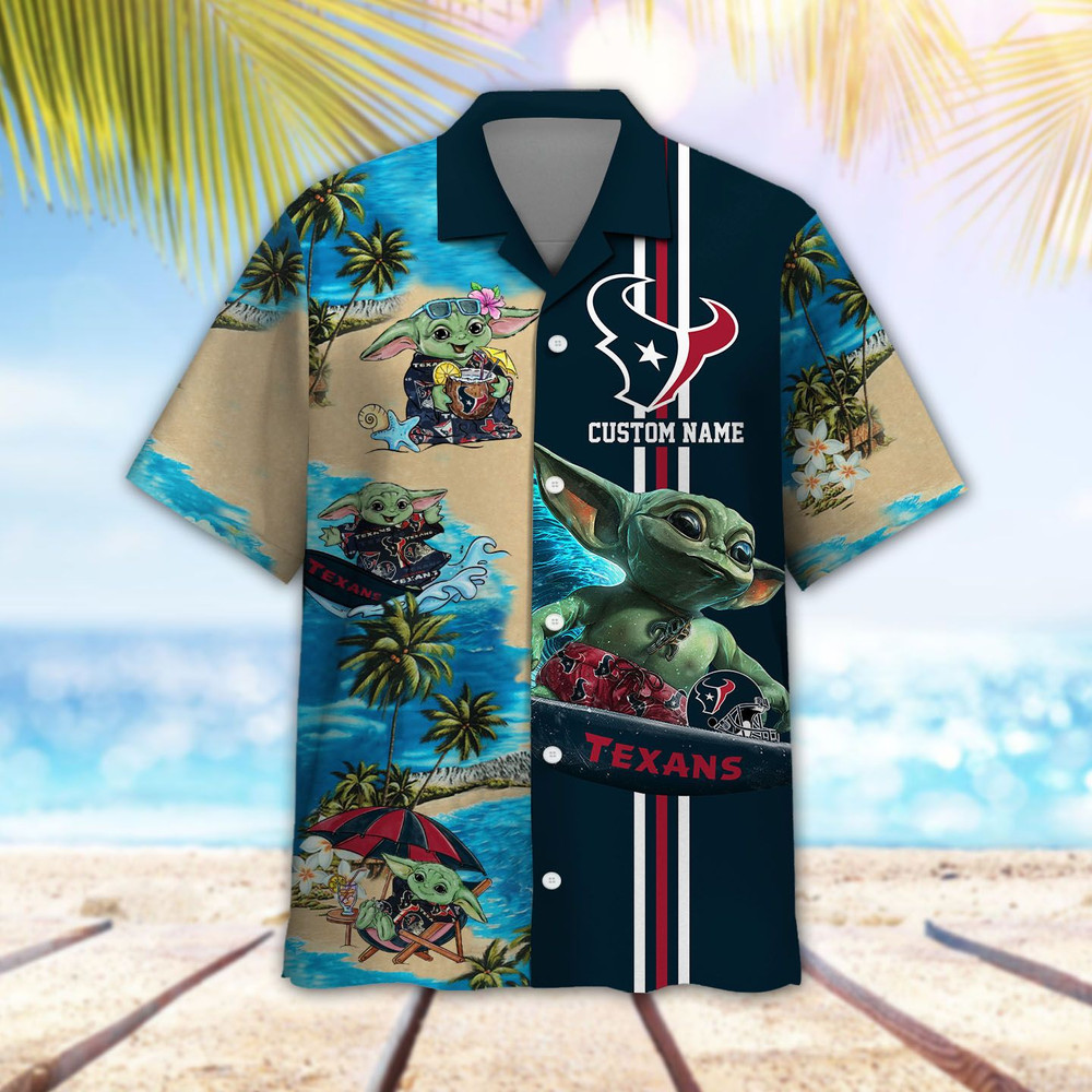 Personalized Houston Texans & Baby Yoda Hawaiian Shirt Hot Trendy Summer 2024