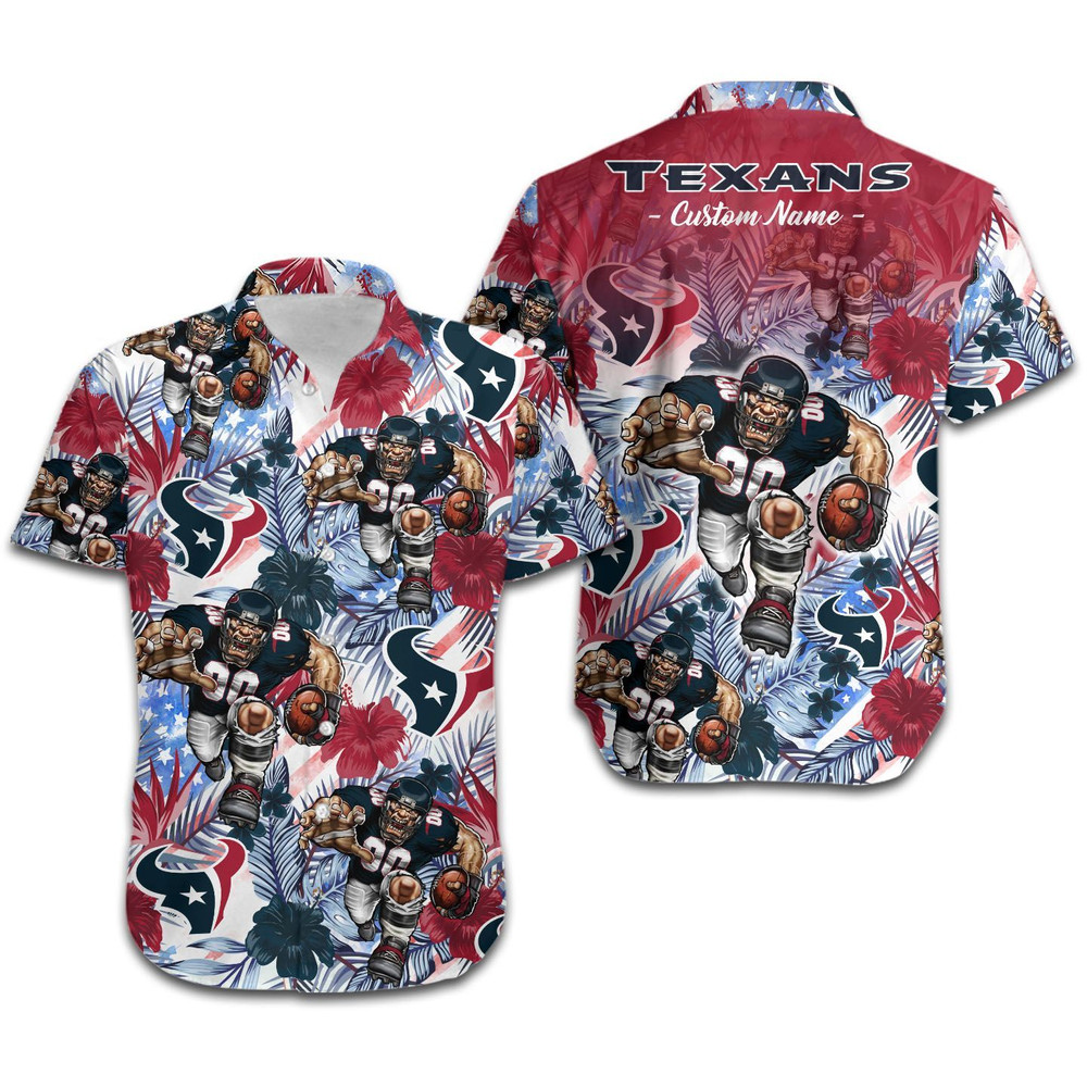 Personalized Houston Texans Tropical Floral America Flag Hawaiian Shirt Hot Trendy Summer 2024