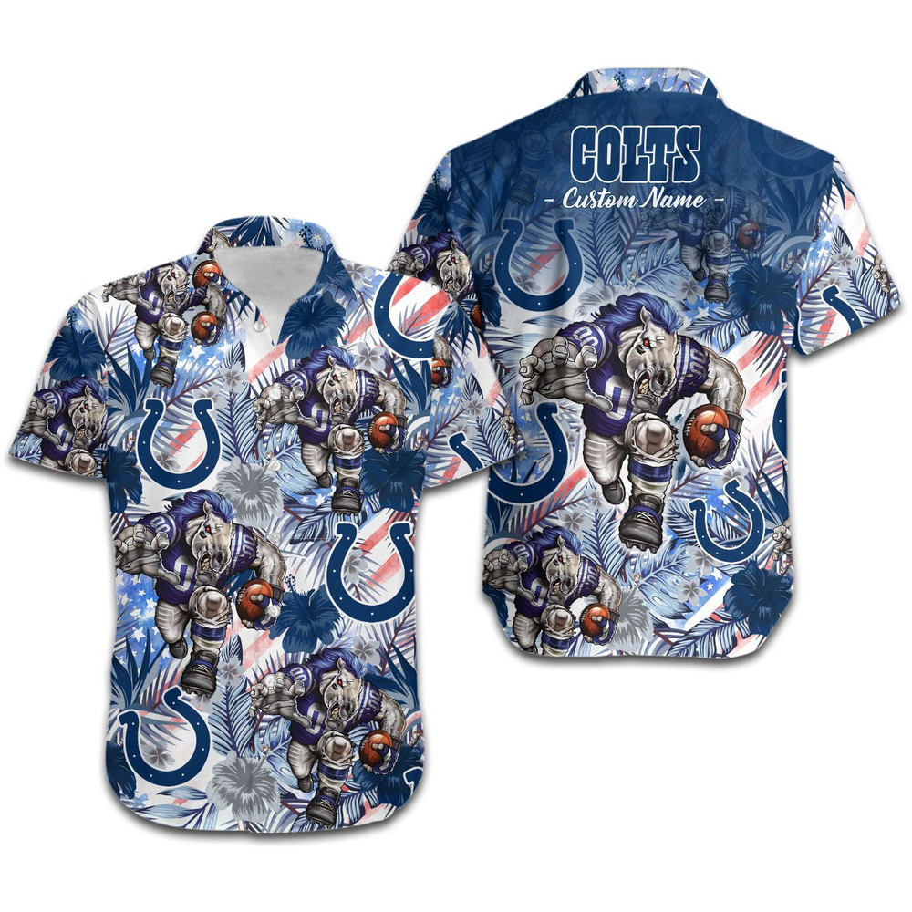 Personalized Indianapolis Colts Tropical Floral America Flag Hawaiian Shirt Hot Trendy Summer 2024