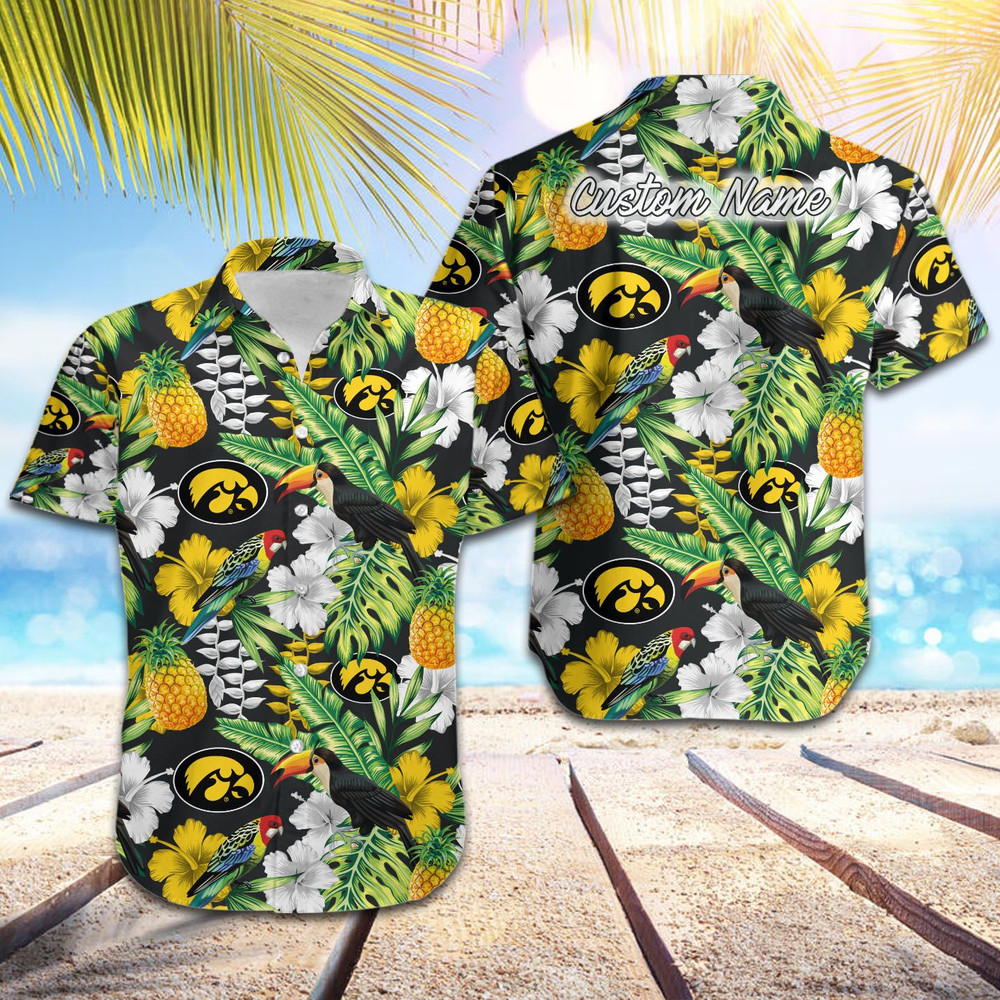 Personalized Iowa Hawkeyes Parrot Floral Tropical Hawaiian Shirt Hot Trendy Summer 2024