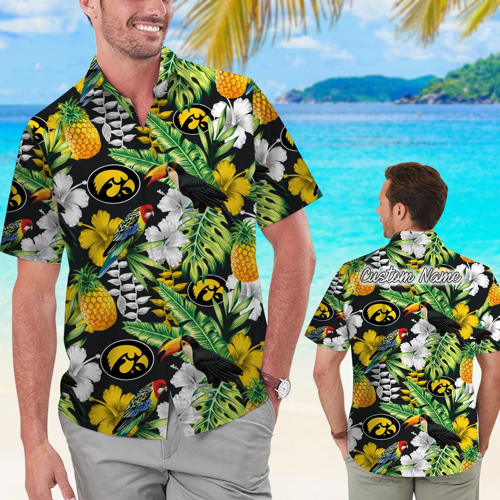 Personalized Iowa Hawkeyes Parrot Floral Tropical Hawaiian Shirt Hot Trendy Summer 2024