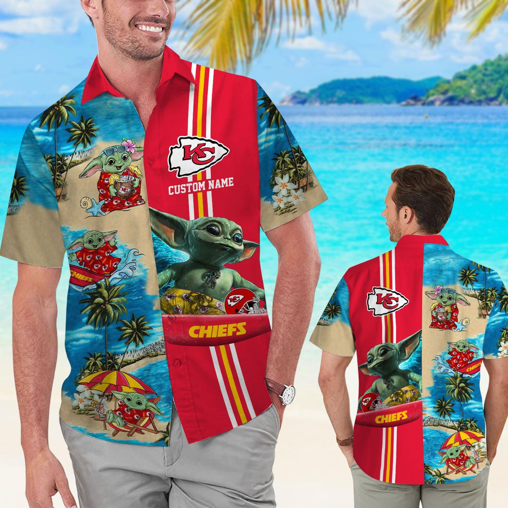 Personalized Kansas City Chiefs & Baby Yoda Hawaiian Shirt Hot Trendy Summer 2024