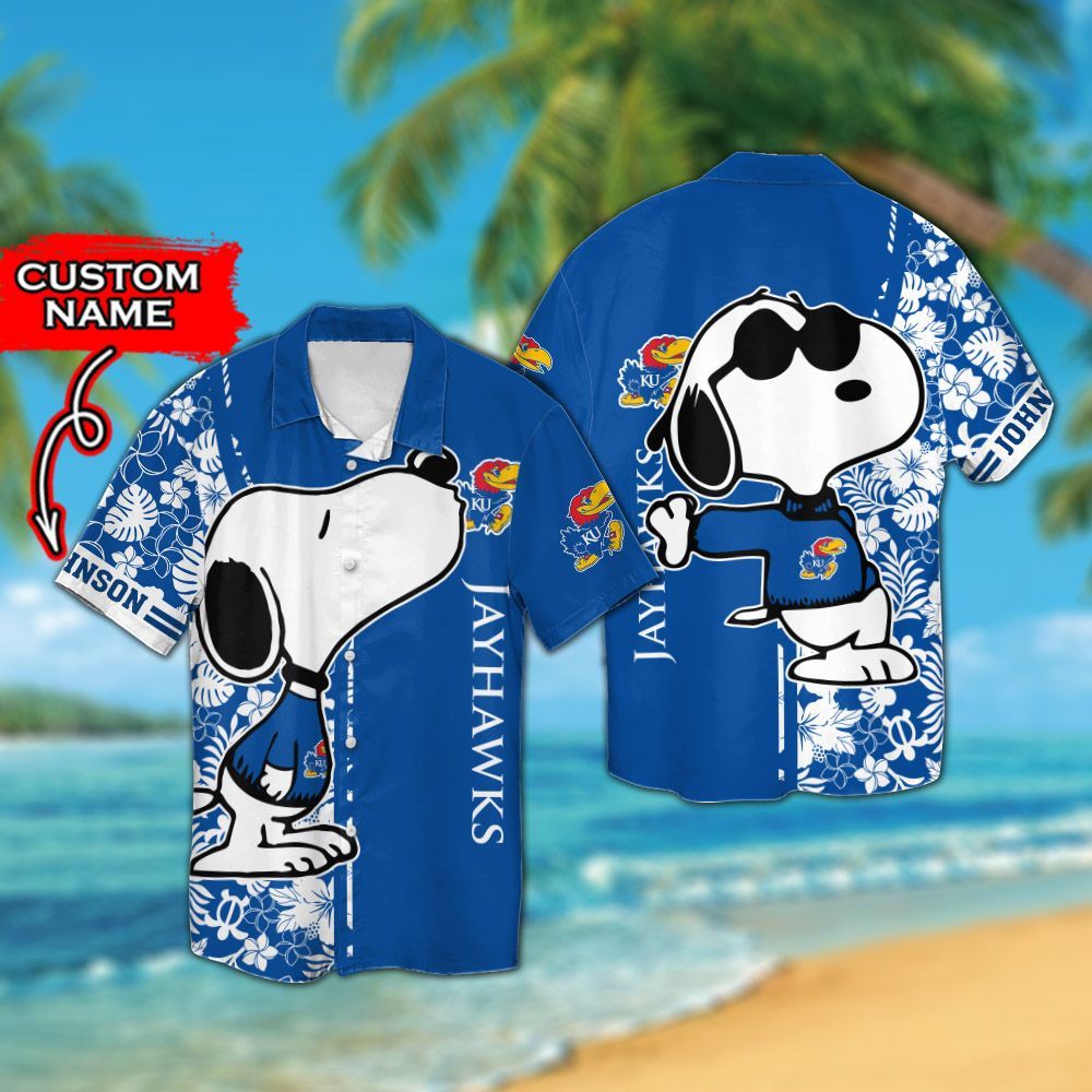 Personalized Kansas Jayhawks & Snoopy Hawaiian Shirt Hot Trendy Summer 2024