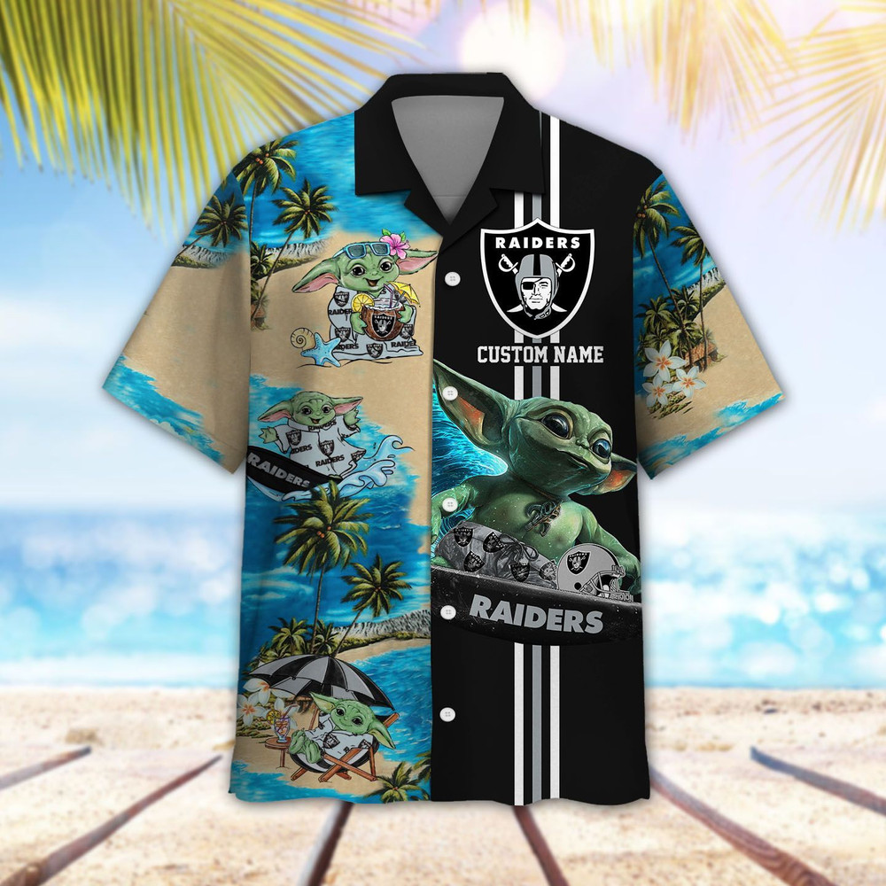 Personalized Las Vegas Raiders & Baby Yoda Hawaiian Shirt Hot Trendy Summer 2024