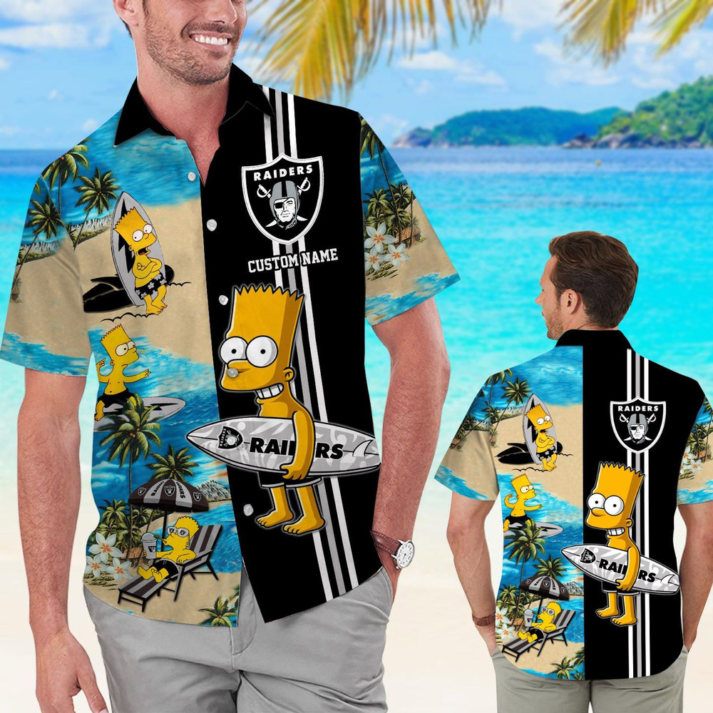 Personalized Las Vegas Raiders & Simpsons Hawaiian Shirt Hot Trendy Summer 2024